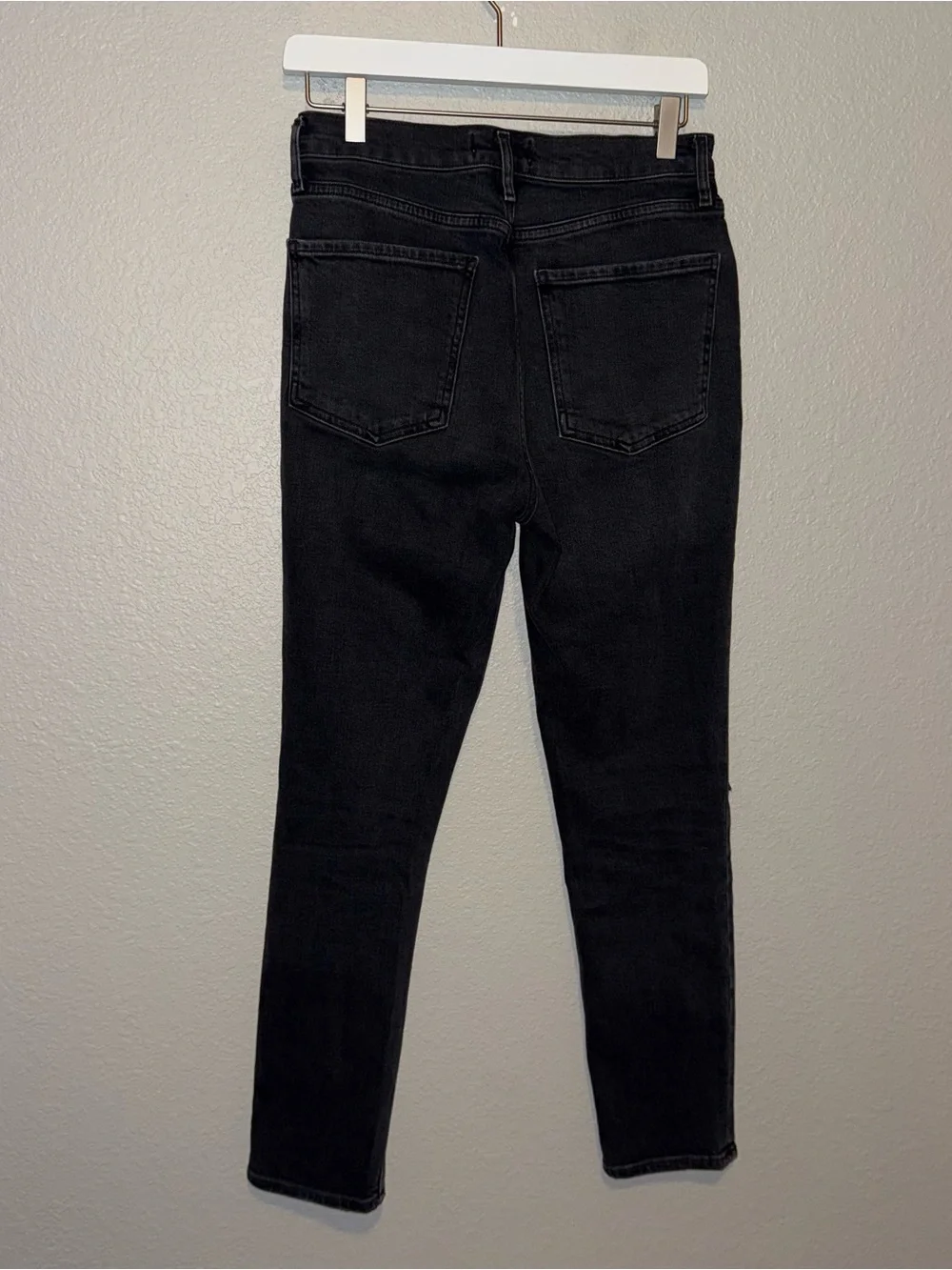 AGOLDE Nico High Rise Slim Fit Jeans Cassette Black Distressed Knee Size 26